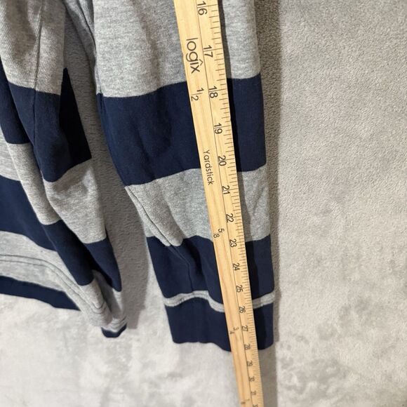 St. John’s Bay 2XL Navy Blue Gray Stripe Men Collared Long Sleeve Polo Preppy - Picture 6 of 6